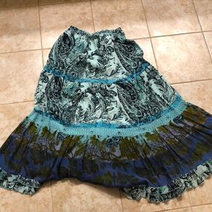 Blue printed maxi skirt